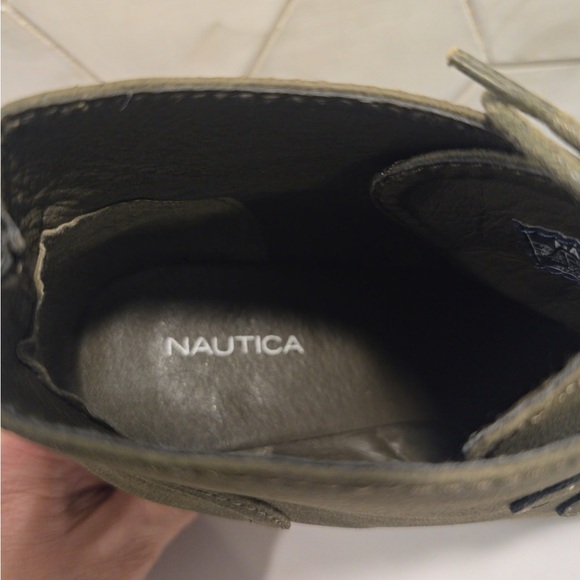 Nautica Womans Olive Green Wedge Bootie Sz 10 Lace Up Great Condition Faux Suede - Picture 8 of 9